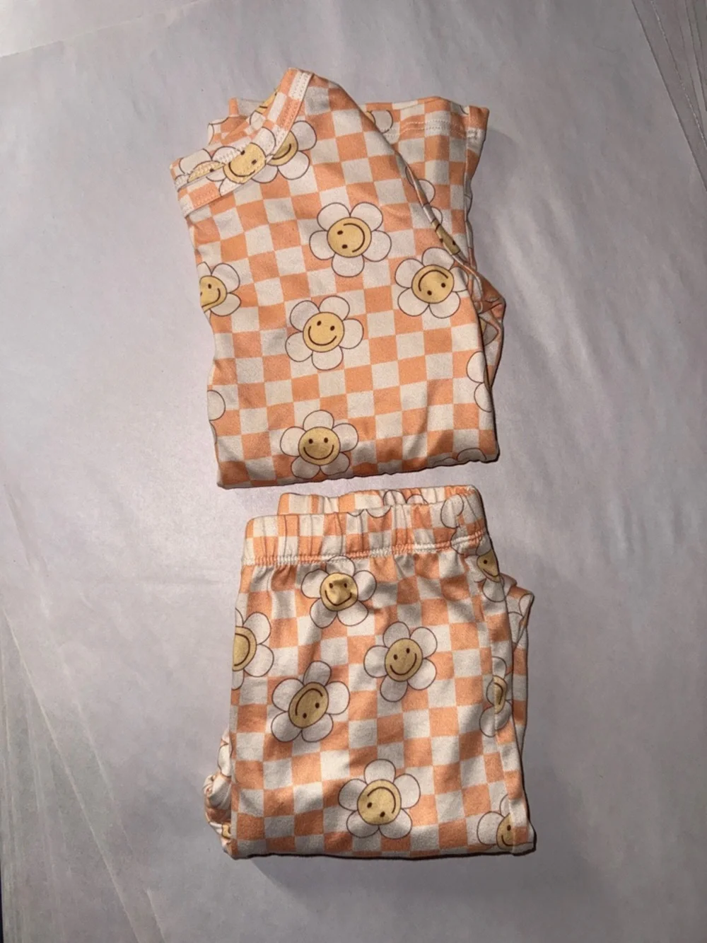 Cozys flower checker print girls pajama long sleeve pants set size 4t